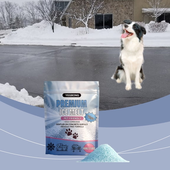 Deicing Agent Snow Melting Powder 100g,Pet-Safe Eco-Friendly Ice Remover,Fast Dissolving Non-Corrosive Winter Road Surface Protector,Safe and Easy Use for Driveways Sidewalks Courtyards-A