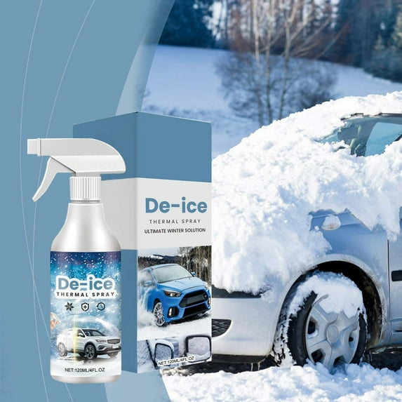 Deicing Spray 120ml for Cars, Antifreeze, Antifogging, Anti-Dust Fast Ice and Snow Removal Spray, Clear Windshield Protection for Winter Driving