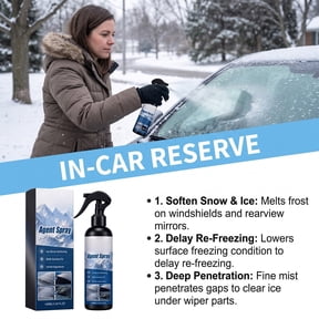 Deicing Spray for Car Windows, Ice Melting Agent, Fast-Acting Snow Remover, Safe for Glass and Mirrors, 100ml Winter Deicing Solution