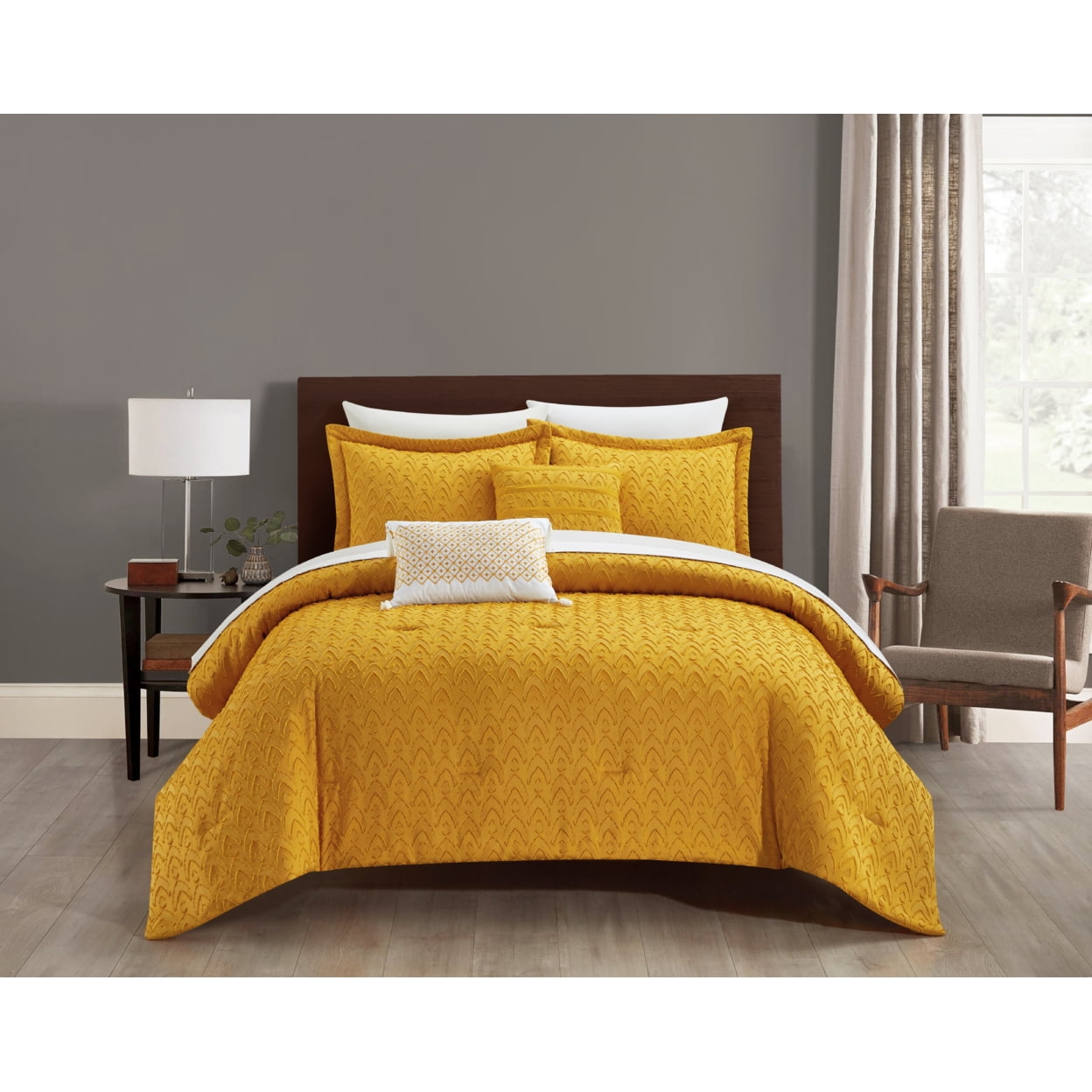 Deign 5 Piece Comforter Set Clip Jacquard Geometric Pattern Design ...
