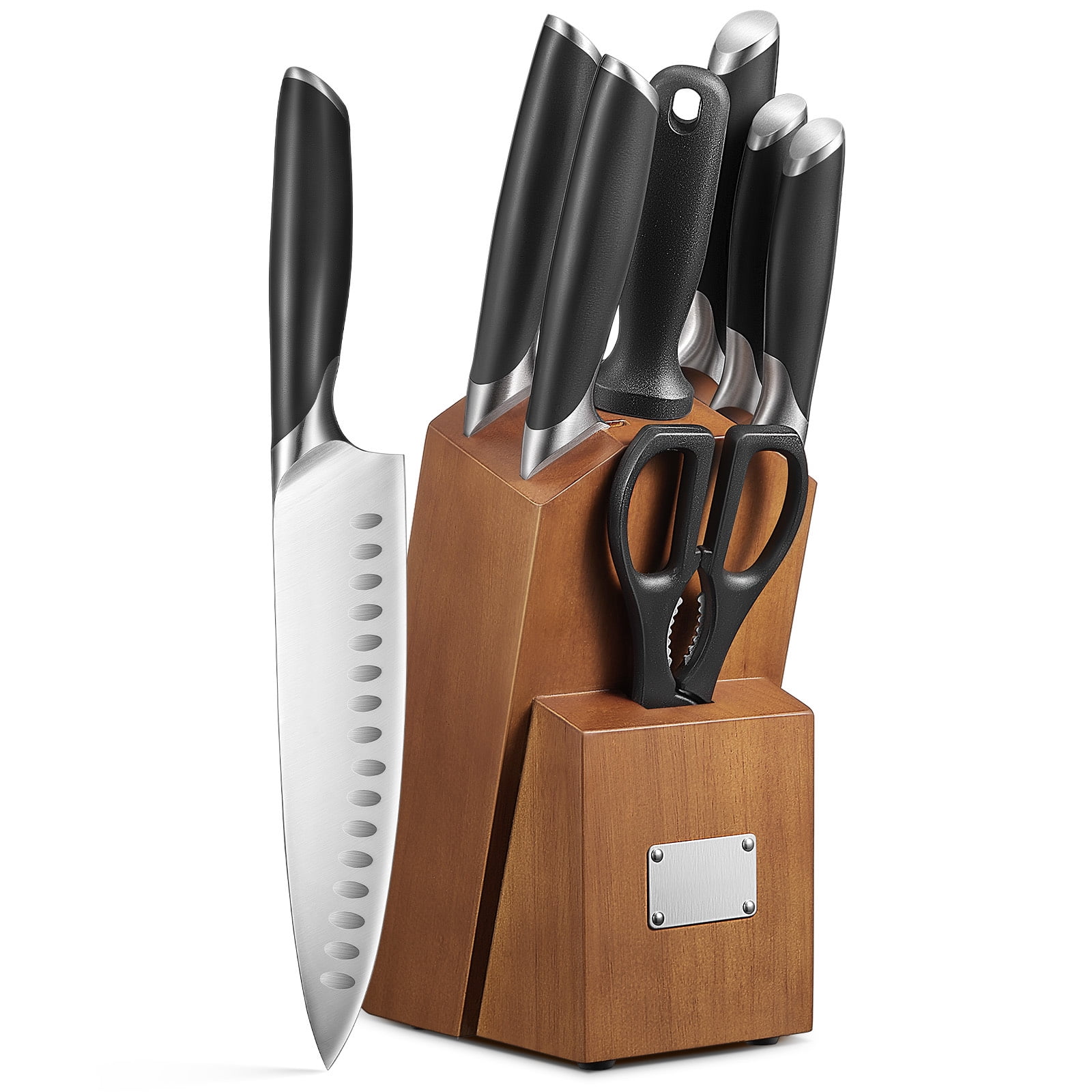 DEIK Knife Block, Professional Knife Set, 16 Pieces, Stainless Steel Chef's  Knife Set with Wooden Block