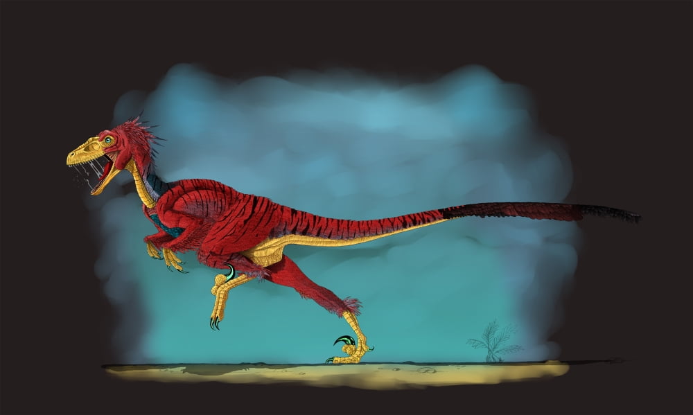 Deinonychus a genus of carnivorous dromaeosaurid dinosaur Canvas Art - Stocktrek Images (18 x 11)