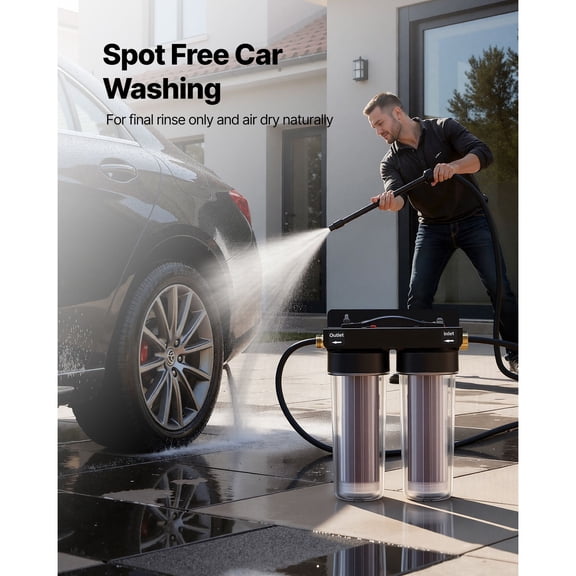 Deionized Water System for Car Wash, Spotless Car Wash Water System with 2 x 0.5L Color Changing Resin, Spot-Free Deionized Water Filter for Cars RVs Motorcycles Windows