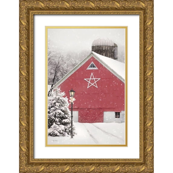 Deiter, Lori 11x14 Gold Ornate Wood Framed with Double Matting Museum Art Print Titled - Red Star Barn