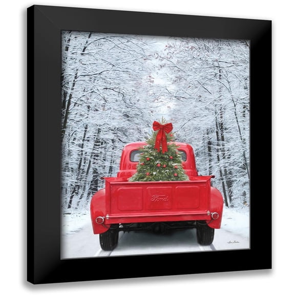 Deiter, Lori 12x14 Black Modern Framed Museum Art Print Titled - Snowy Drive in a Ford