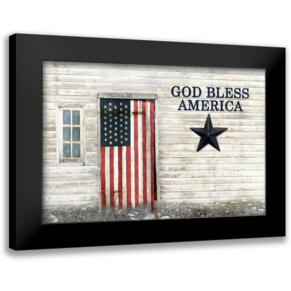 Deiter, Lori 14x11 Black Modern Framed Museum Art Print Titled - God Bless American Flag