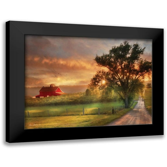 Deiter, Lori 14x12 Black Modern Framed Museum Art Print Titled - Country Lane Sunset
