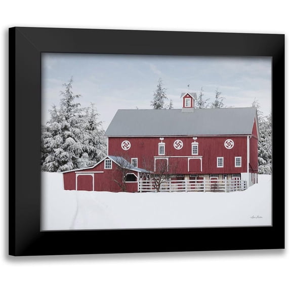 Deiter, Lori 14x12 Black Modern Framed Museum Art Print Titled - Red Barn in the Pines