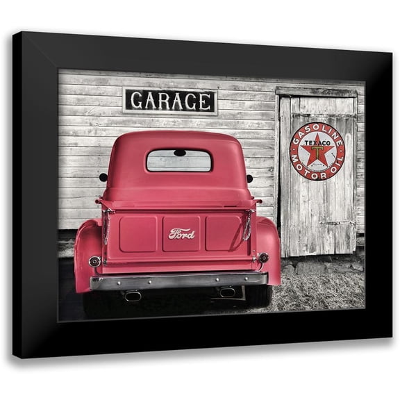 Deiter, Lori 14x12 Black Modern Framed Museum Art Print Titled - Red Truck with Texaco Sign