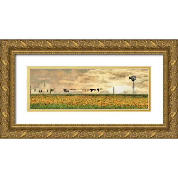 Deiter, Lori 14x7 Gold Ornate Wood Framed with Double Matting Museum Art Print Titled - Laundry Day