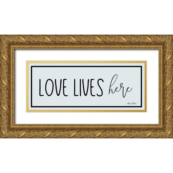 Deiter, Lori 14x8 Gold Ornate Wood Framed with Double Matting Museum Art Print Titled - Love Lives Here