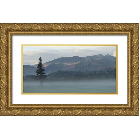 Deiter, Lori 18x11 Gold Ornate Wood Framed with Double Matting Museum Art Print Titled - Adirondack Misty Morning