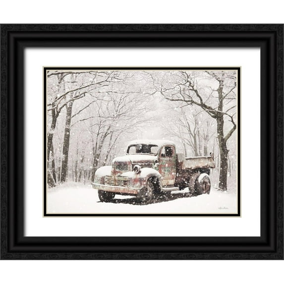 Deiter, Lori 18x15 Black Ornate Wood Framed with Double Matting Museum Art Print Titled - Christmas Tree Truck