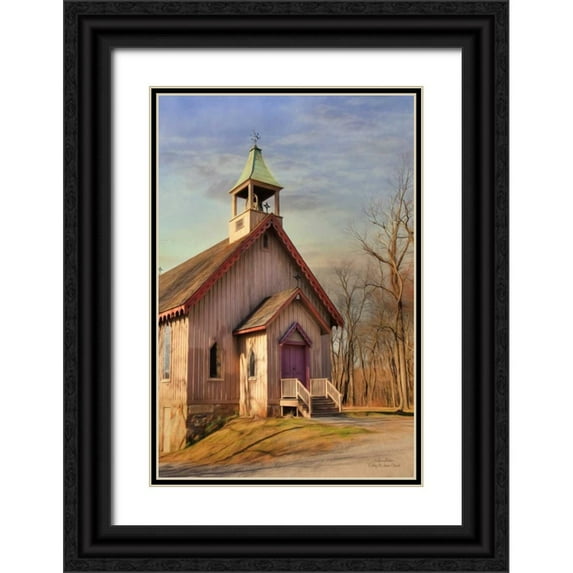 Deiter, Lori 23x32 Black Ornate Wood Framed with Double Matting Museum Art Print Titled - Eckley St. James Church