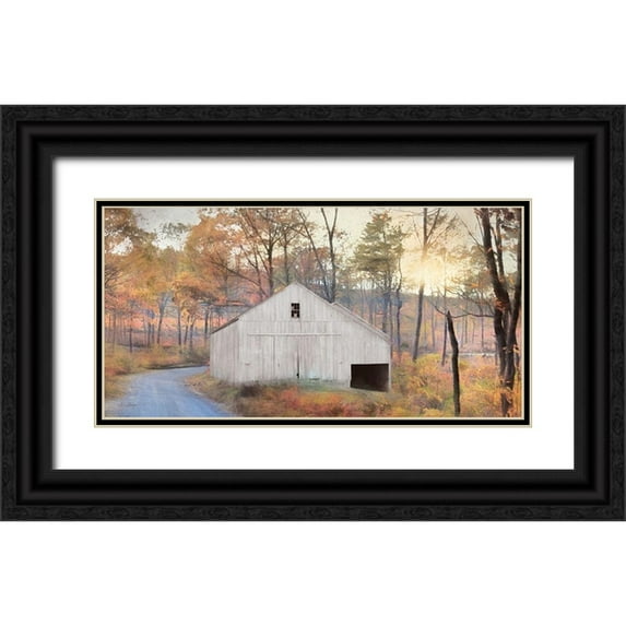 Deiter, Lori 24x14 Black Ornate Wood Framed with Double Matting Museum Art Print Titled - Fall at the Barn
