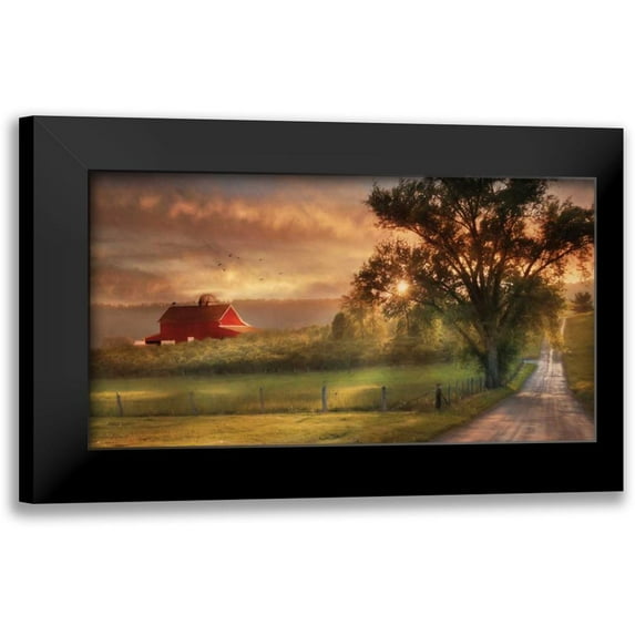 Deiter, Lori 24x15 Black Modern Framed Museum Art Print Titled - Country Lane Sunset