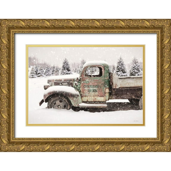 Deiter, Lori 24x17 Gold Ornate Wood Framed with Double Matting Museum Art Print Titled - Christmas Tree Delivery
