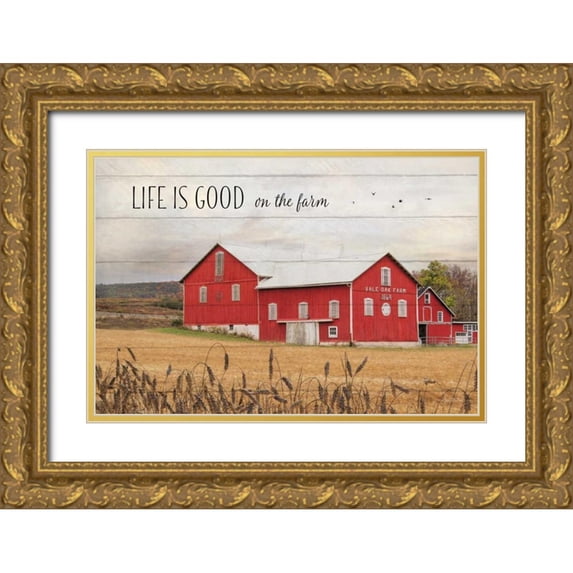 Deiter, Lori 24x17 Gold Ornate Wood Framed with Double Matting Museum Art Print Titled - Life is Good on the Farm