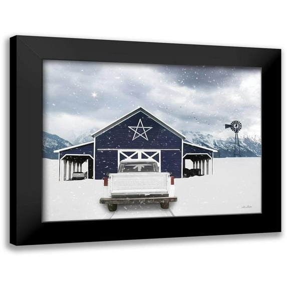 Deiter, Lori 24x19 Black Modern Framed Museum Art Print Titled - White Chevy at Navy Barn