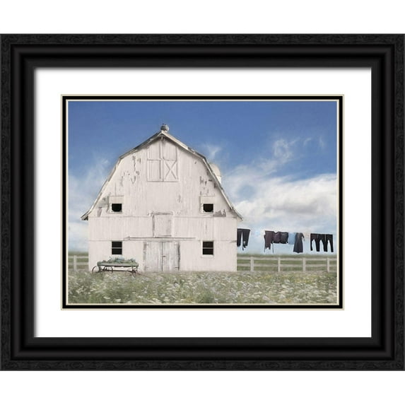 Deiter, Lori 24x19 Black Ornate Wood Framed with Double Matting Museum Art Print Titled - Amish Laundry