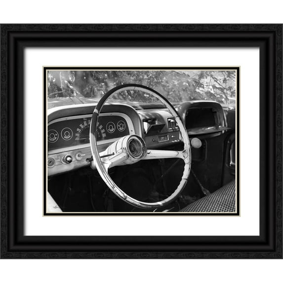 Deiter, Lori 24x19 Black Ornate Wood Framed with Double Matting Museum Art Print Titled - Chevy Steering Wheel