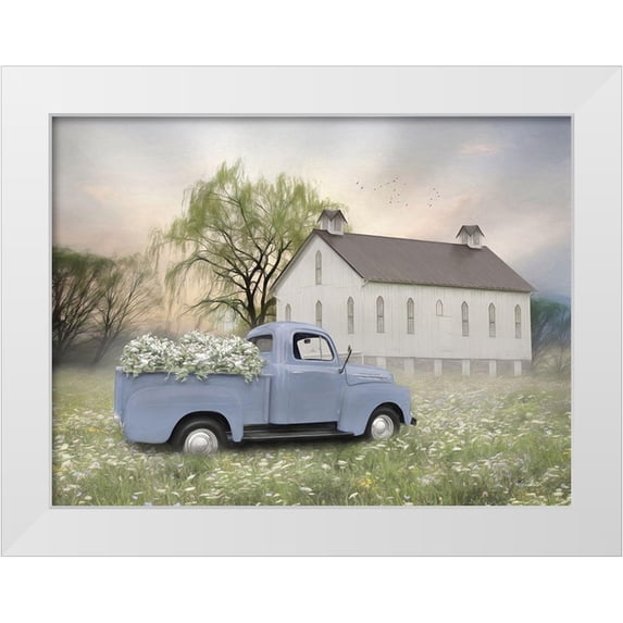 Deiter, Lori 24x19 White Modern Wood Framed Museum Art Print Titled - Blue Ford at Barn