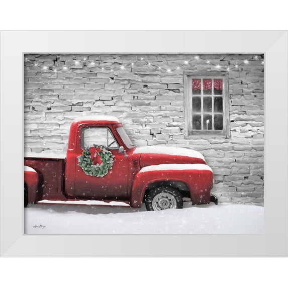 Deiter, Lori 24x19 White Modern Wood Framed Museum Art Print Titled - Snowy Christmas Truck