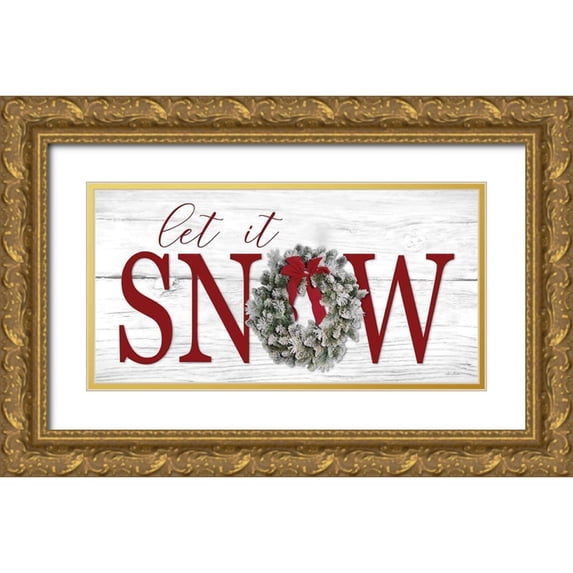 Deiter, Lori 32x18 Gold Ornate Wood Framed with Double Matting Museum Art Print Titled - Let It Snow
