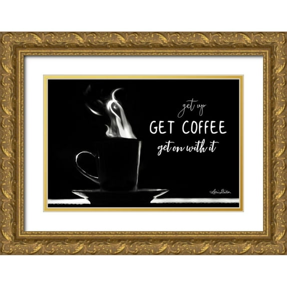 Deiter, Lori 32x23 Gold Ornate Wood Framed with Double Matting Museum Art Print Titled - Get Coffee