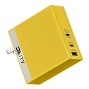 Deity 140W GaN Pro Power Adapter with Two USB-C Ports, Active PFC Circuit, and Built-In Multiple Safety Protections Yellow