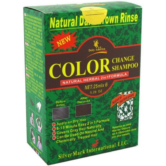 Deity America Natural Herbal 2in1 Formula Color Change Shampoo, Dark Brown Rinse 6 ea (Pack of 2)