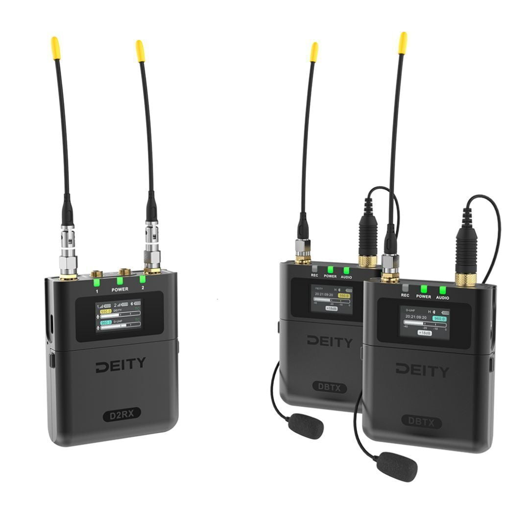 Deity Microphones Theos Digital Wireless UHF System 2 Channel Kit with Long-Lasting Battery, Wireless Syncing, and Sidus Audio App Support (Black)