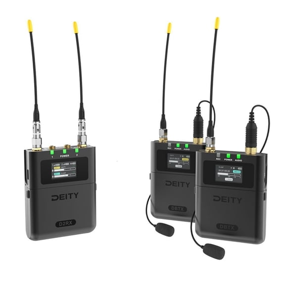 Deity Microphones Theos Digital Wireless UHF System 2 Channel Kit with Long-Lasting Battery, Wireless Syncing, and Sidus Audio App Support (Black)