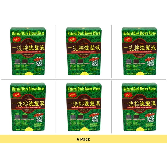 Deity Shampoo Color Change Kit Natural Herbal 2 IN 1 Dark Brown Rinse 5.28 Oz - 6 Pack