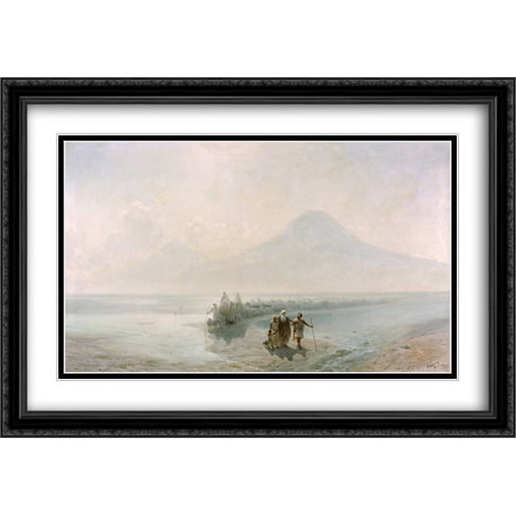 Dejection of Noah from mountain Ararat 2x Matted 40x28 Large Black Ornate Framed Art Print by Aivazovsky, Ivan