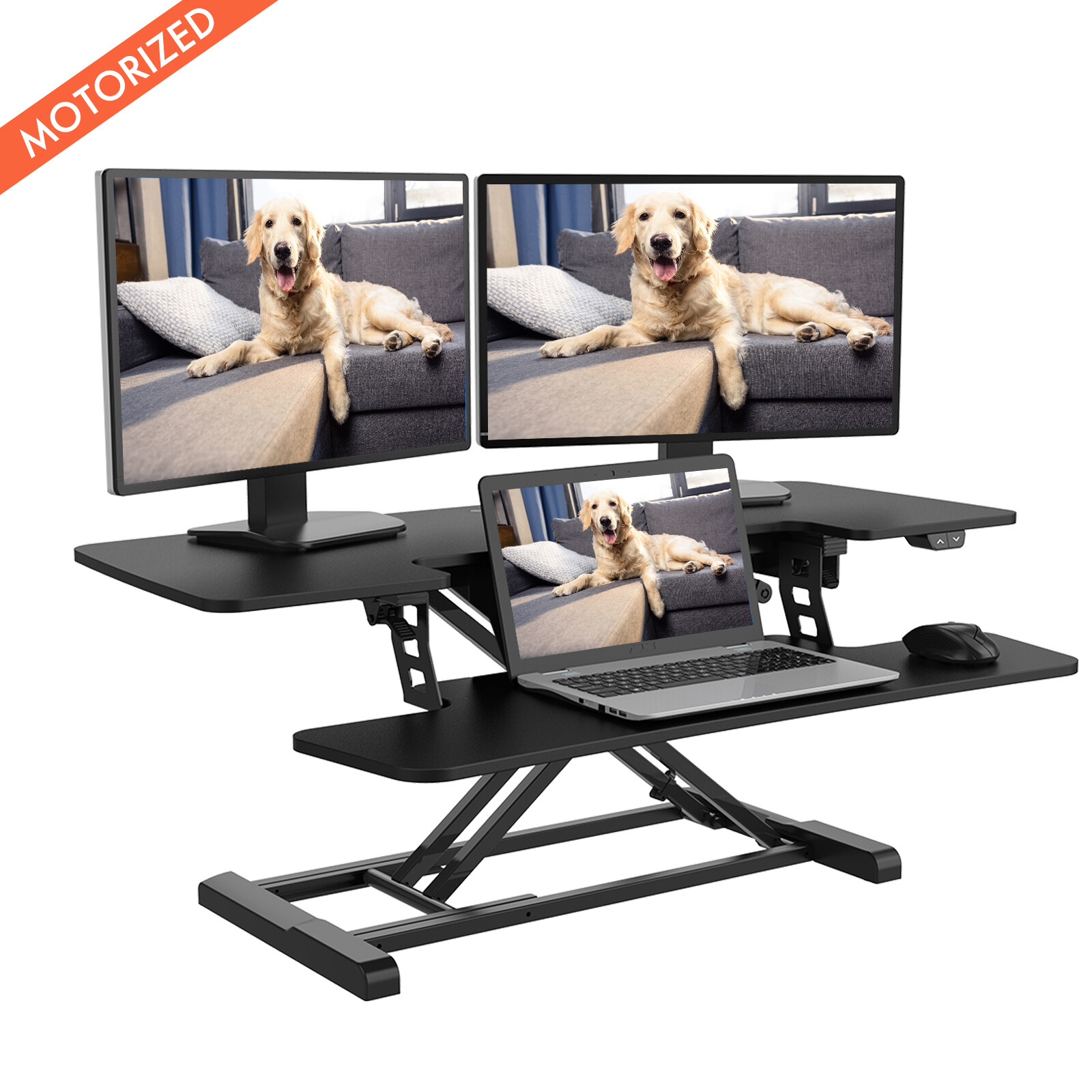 Dejiavue Electric Standing Desk Converter 40" Wide Motorized Stand up ...