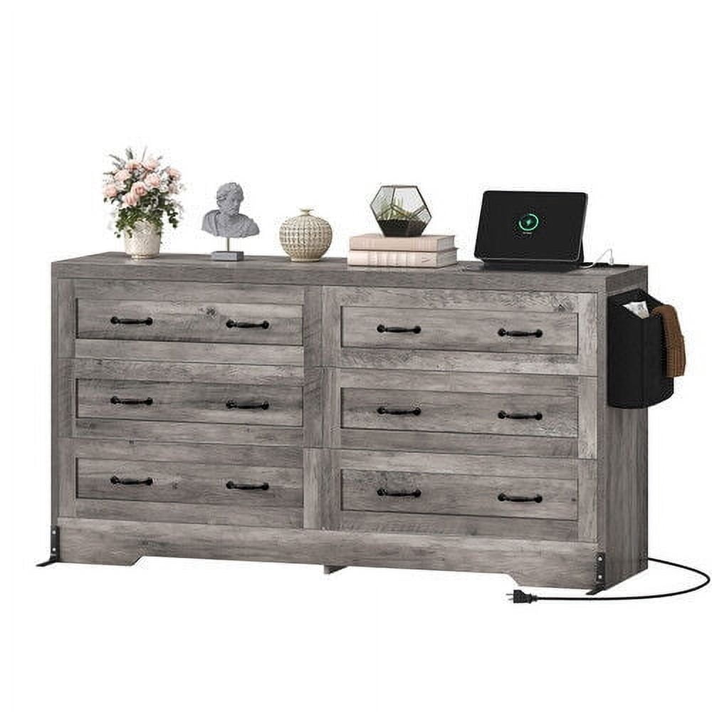 Dejiavue Farmhouse 6 Drawer Dresser for Bedroom, 60 Inch Large Modern ...