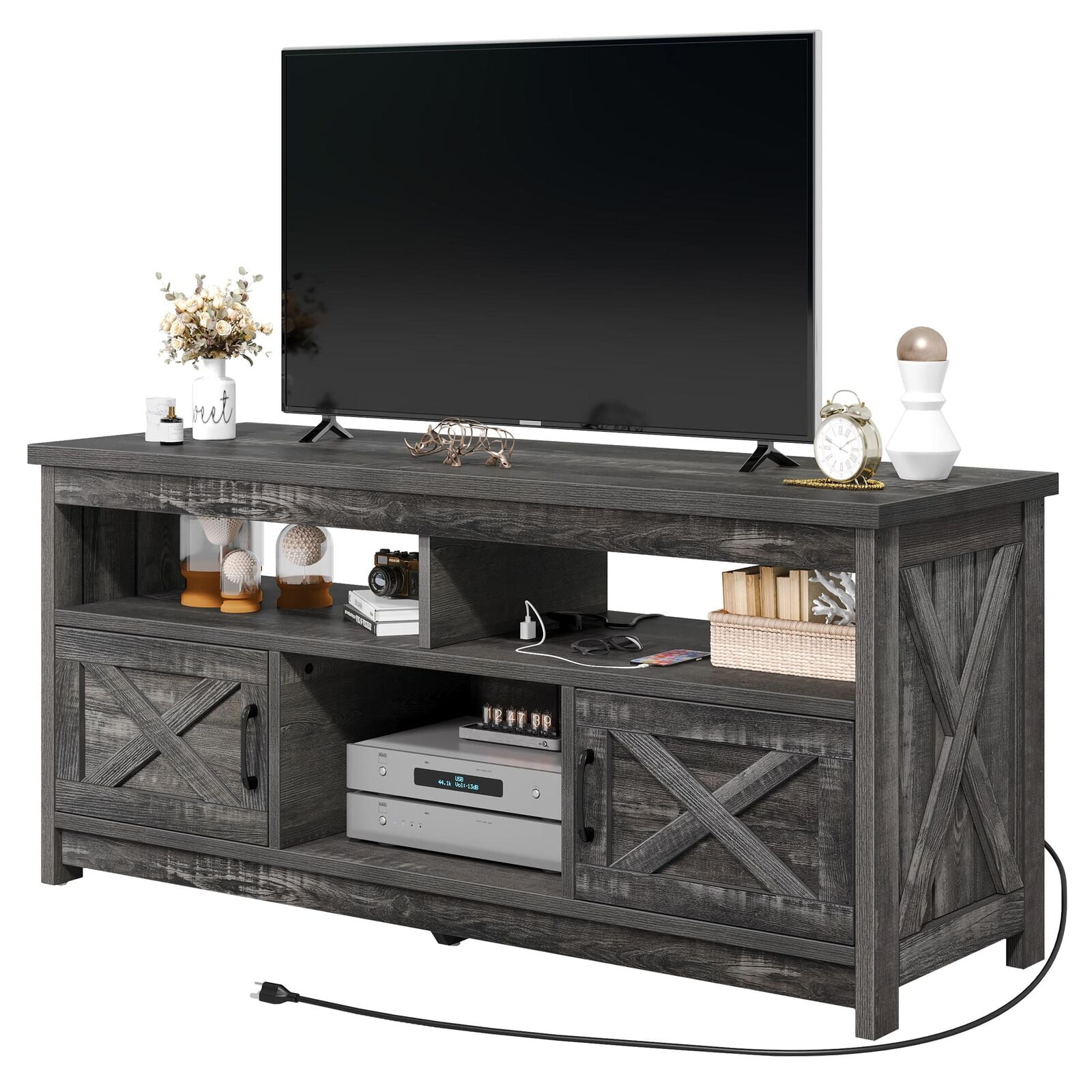 Dejiavue Farmhouse TV Stand for Television up to 65 Inch, Entertainment ...