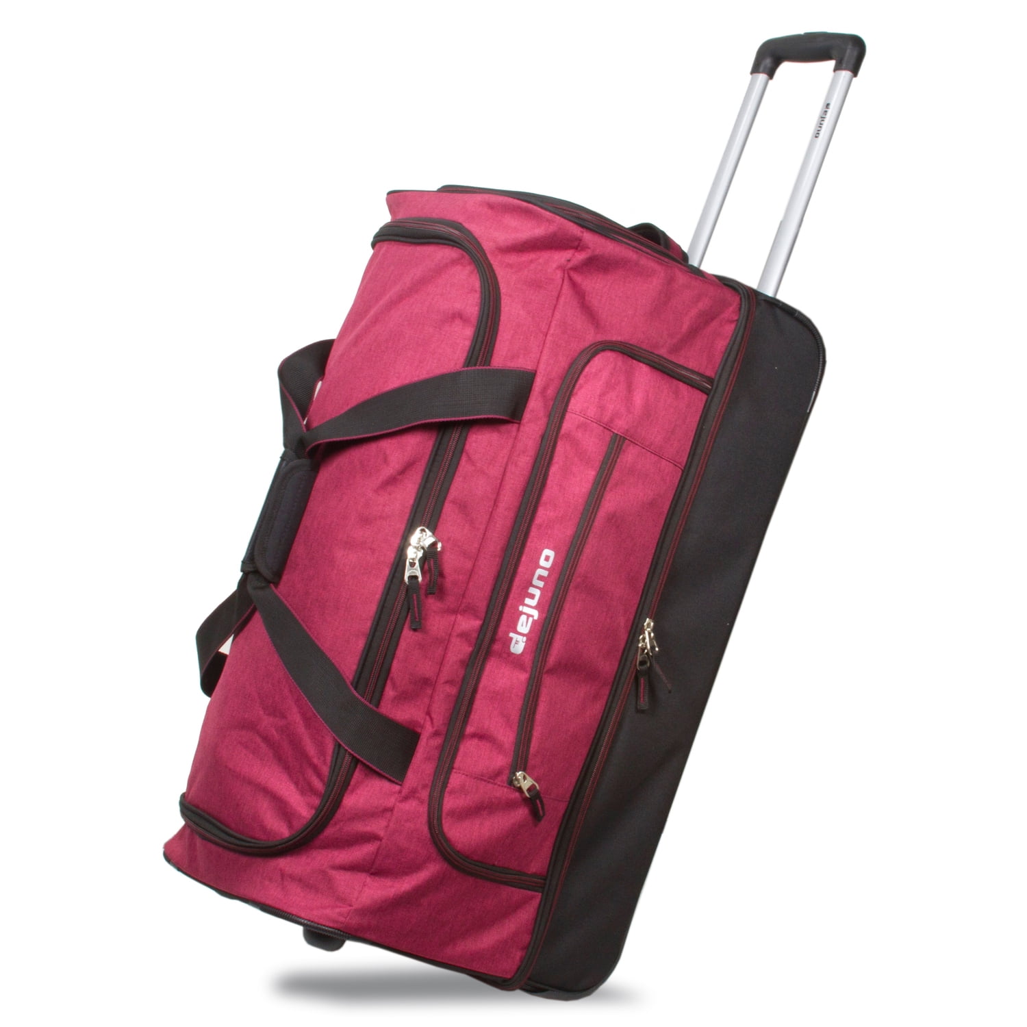 Dejuno 28" Lightweight Denim Drop Bottom Rolling Duffel Bag - Burgundy