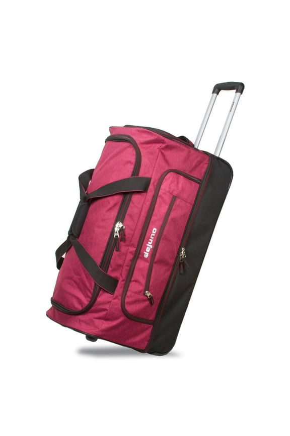 28" Lightweight Denim Drop Bottom Rolling Duffel Bag - Burgundy