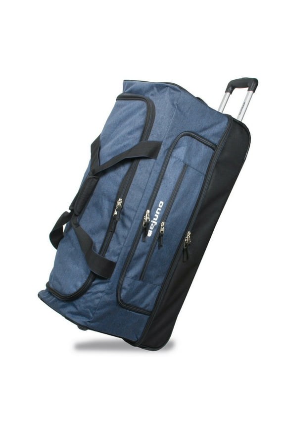 32-Inch Lightweight Denim Drop Bottom Rolling Duffel Bag - Blue