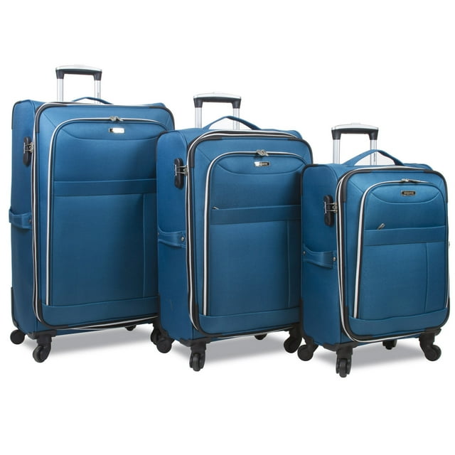 Dejuno Aria Softsided Lightweight 3Piece Spinner Luggage Set Teal