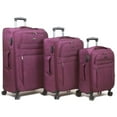 thumbnail image 1 of Dejuno Aurora Lightweight Denim 3-Piece Spinner Luggage Set - Burgundy, 1 of 6