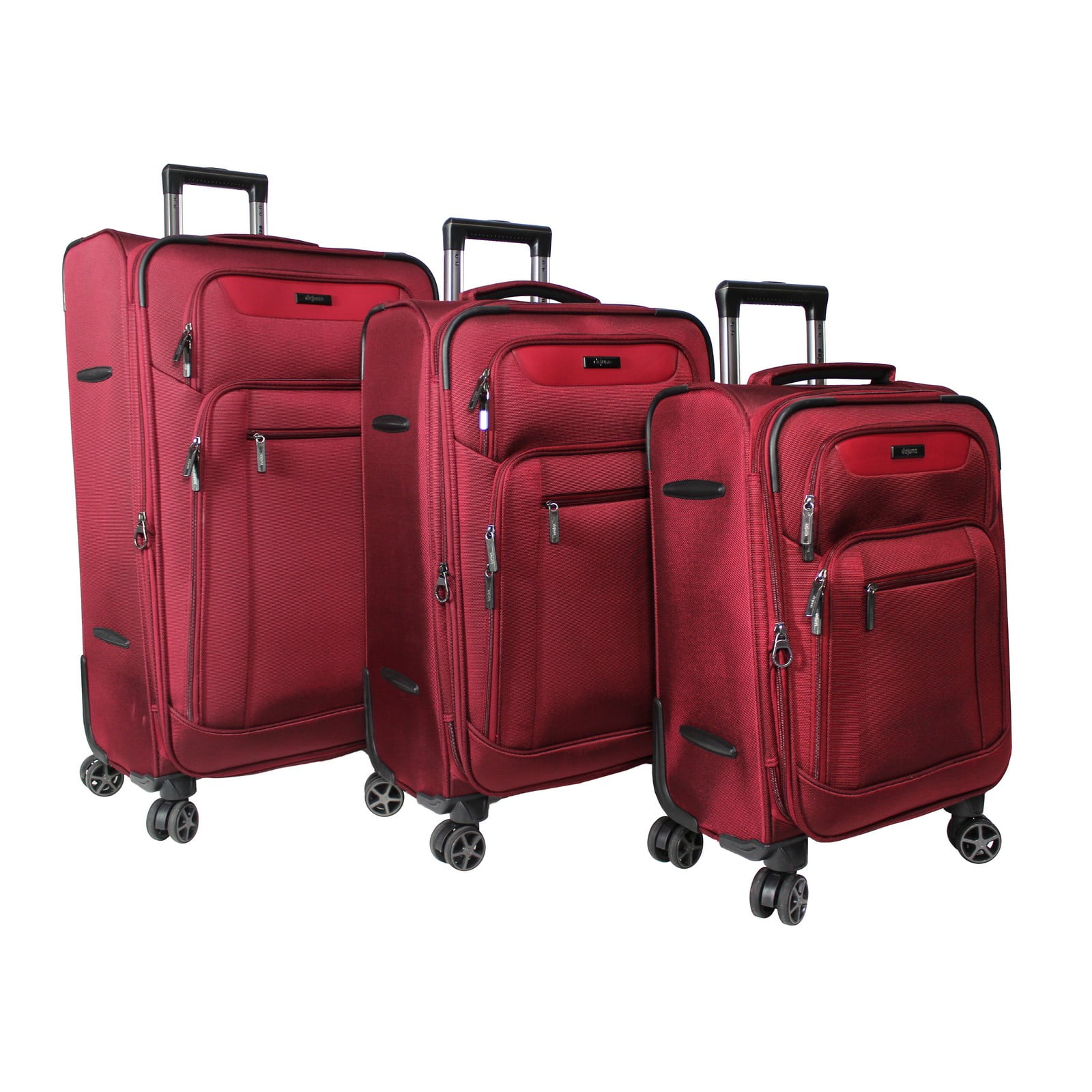 Dejuno Executive 3 Piece Spinner Luggage Set With USB Port Burgundy