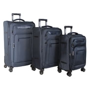Dejuno Executive DJL 3-Piece Spinner Luggage Set With USB Port - Navy