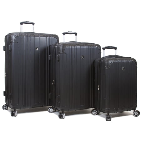 Dejuno Kingsley 3-Piece Hardside Spinner Luggage Set With TSA Lock - Black