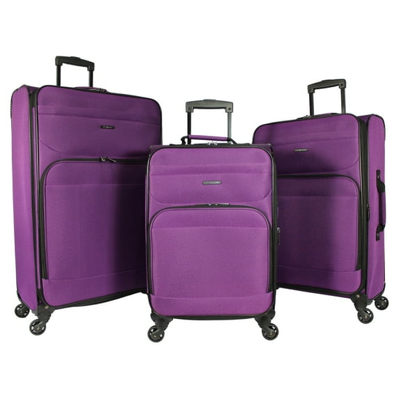 Dejuno Lisbon 3-Piece Lightweight Expandable Spinner Luggage Set - Purple
