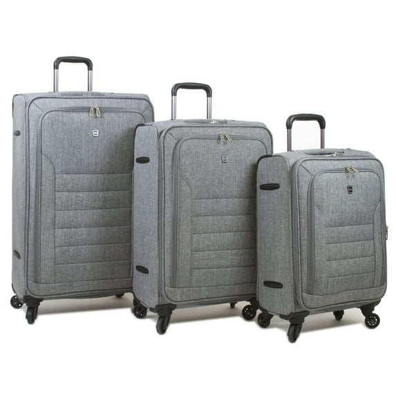 Dejuno Noir Lightweight 3-Piece Spinner Luggage Set with Laptop Pocket - Grey