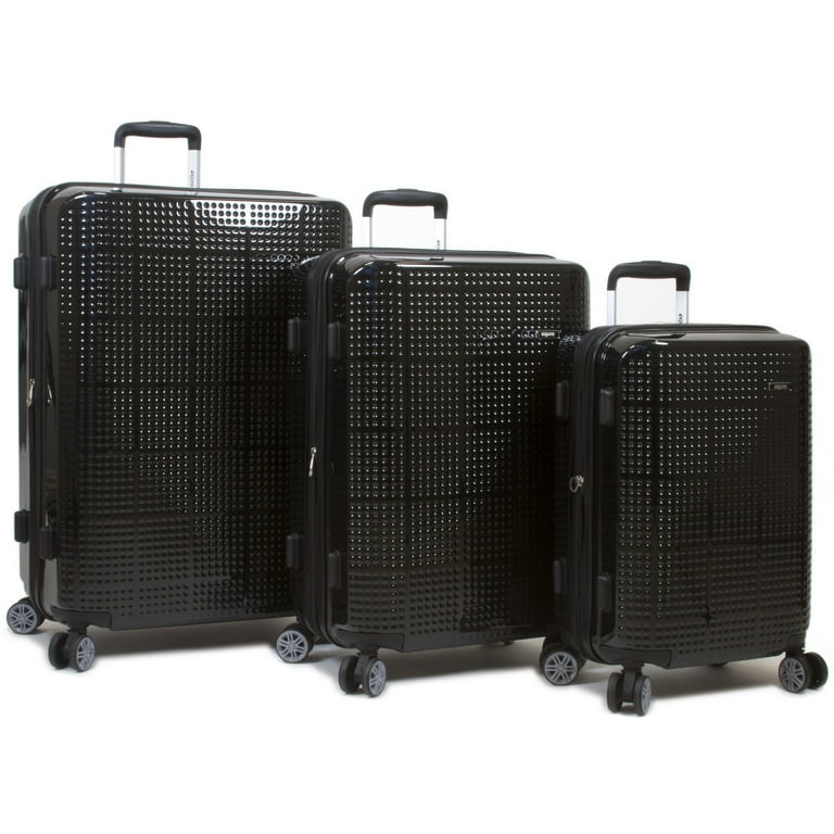 Dejuno Speck Hardside 3 Piece Expandable Spinner Luggage Set Black