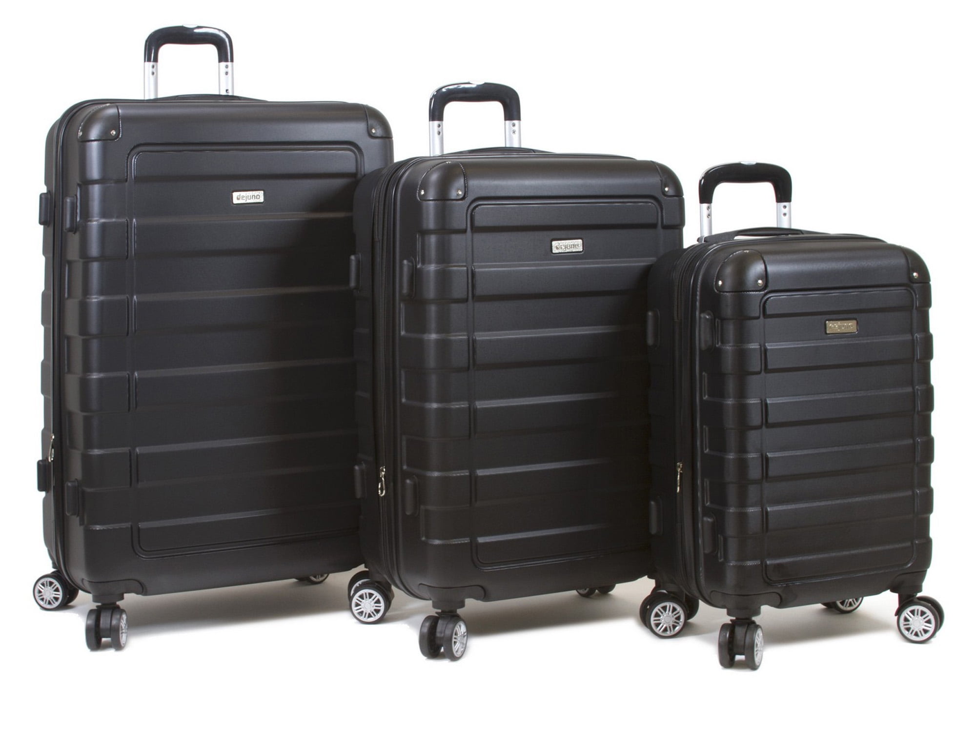Dejuno Tahoma Lightweight 3Piece Hardside Spinner Luggage Set Black